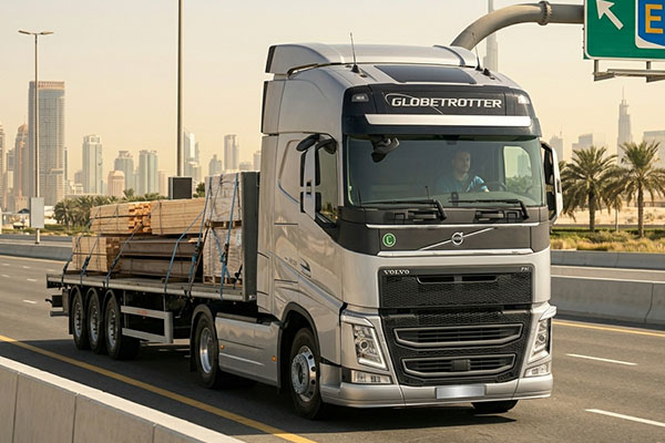 Flatbed trailer truck